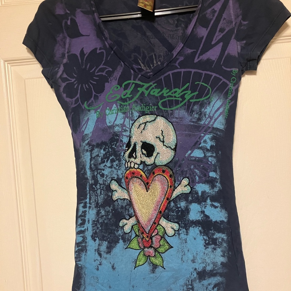 Vintage Ed Hardy V Neck Y2K